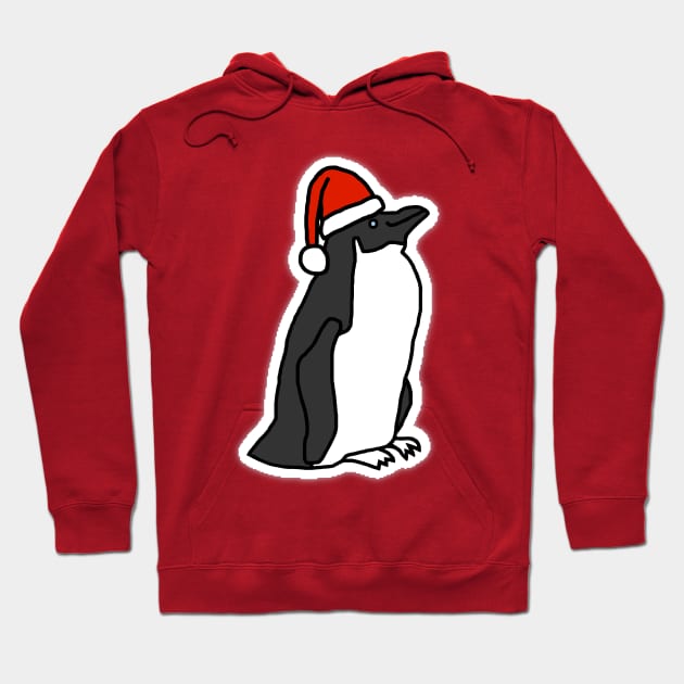 Christmas Penguin in a Santa Hat Hoodie by ellenhenryart